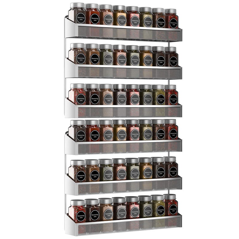 Auledio 2 Pack Spice Rack Organizer, 3 Tier Counter-top Stand or Wall Mounted Storage Rack Hanging Shelf for Kitchen Cabinet, Cupboard, Pantry Door or Bathroom Shower Cosmetic - Chrome - Image 1